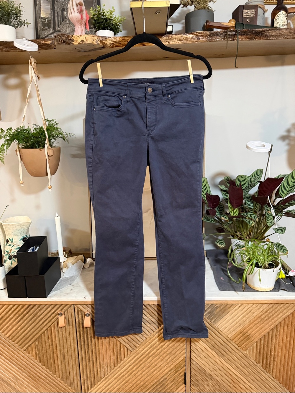 NYDJ Marilyn Straight Jeans in Grey/Navy with Lift x Tuck Technology